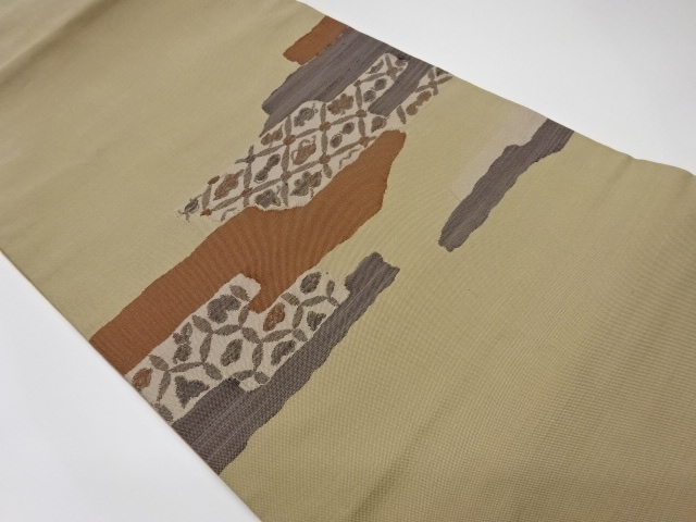 JAPANESE KIMONO / VINTAGE NAGOYA OBI / WOVEN ABSTRACT PATTERN